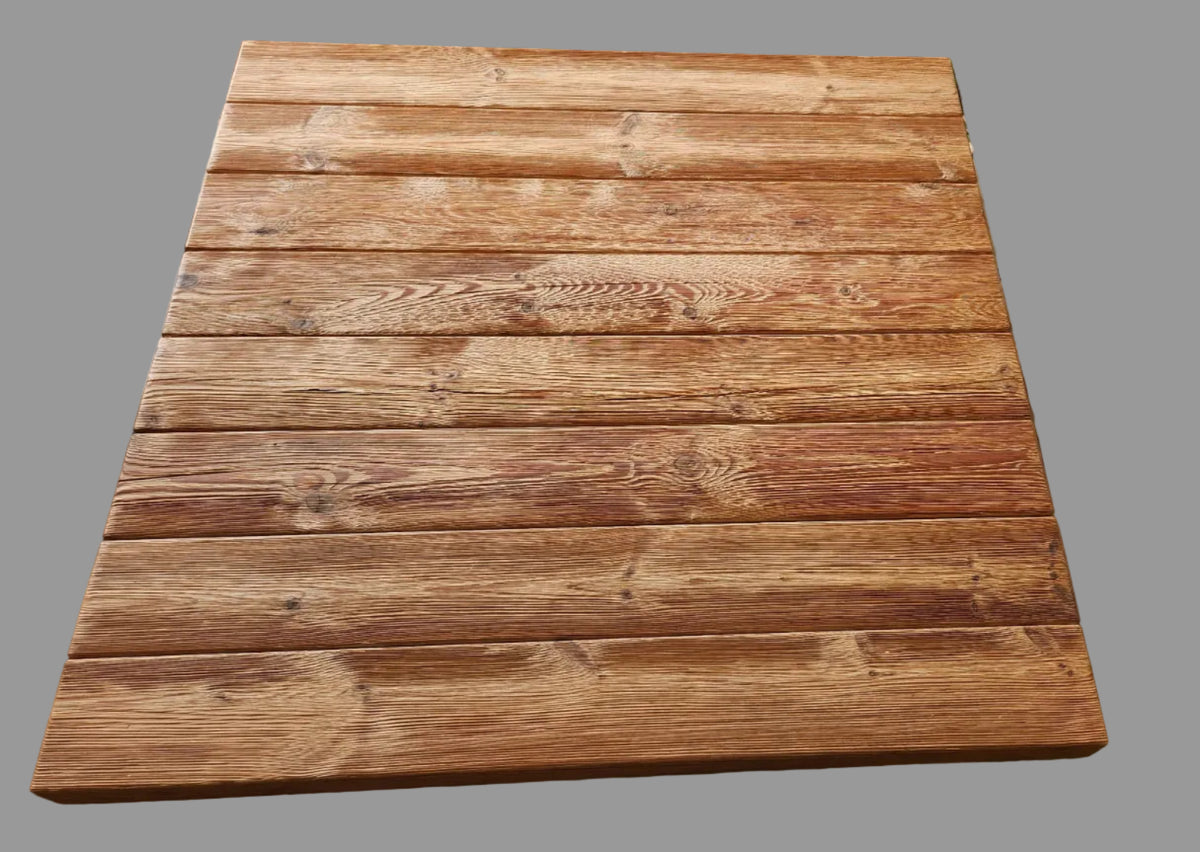 Top view of square wooden table made of Pomeranian Pine
