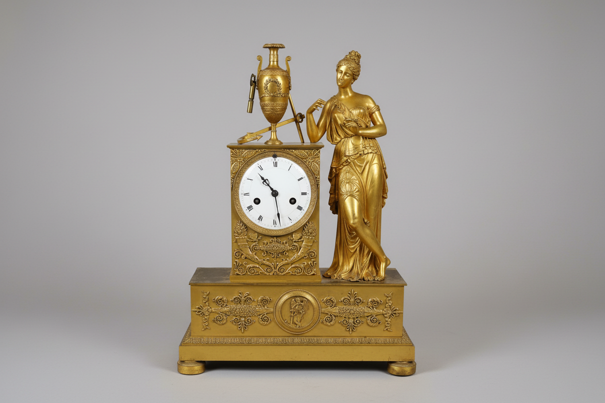 Charles X Ormolu Figural Mantel Clock, Paris 1830s