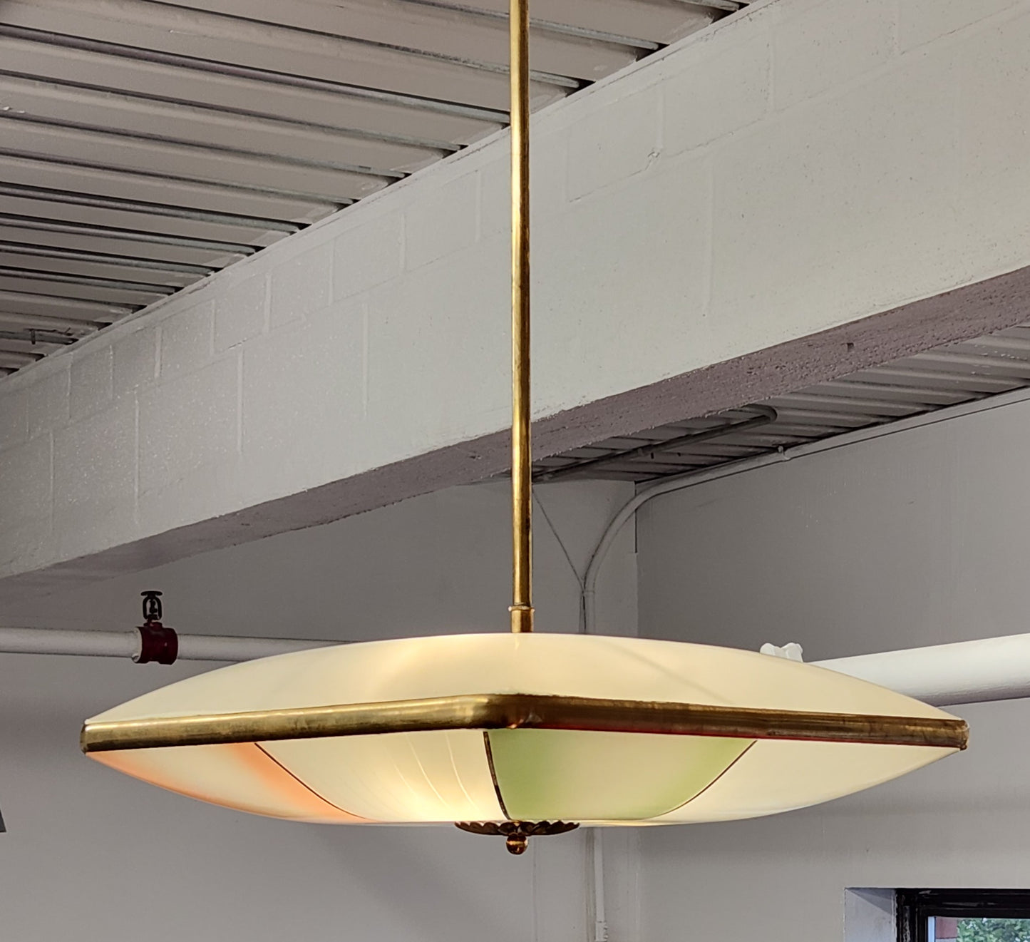 Fontana Arte Pendant with Colorful Painted Glass