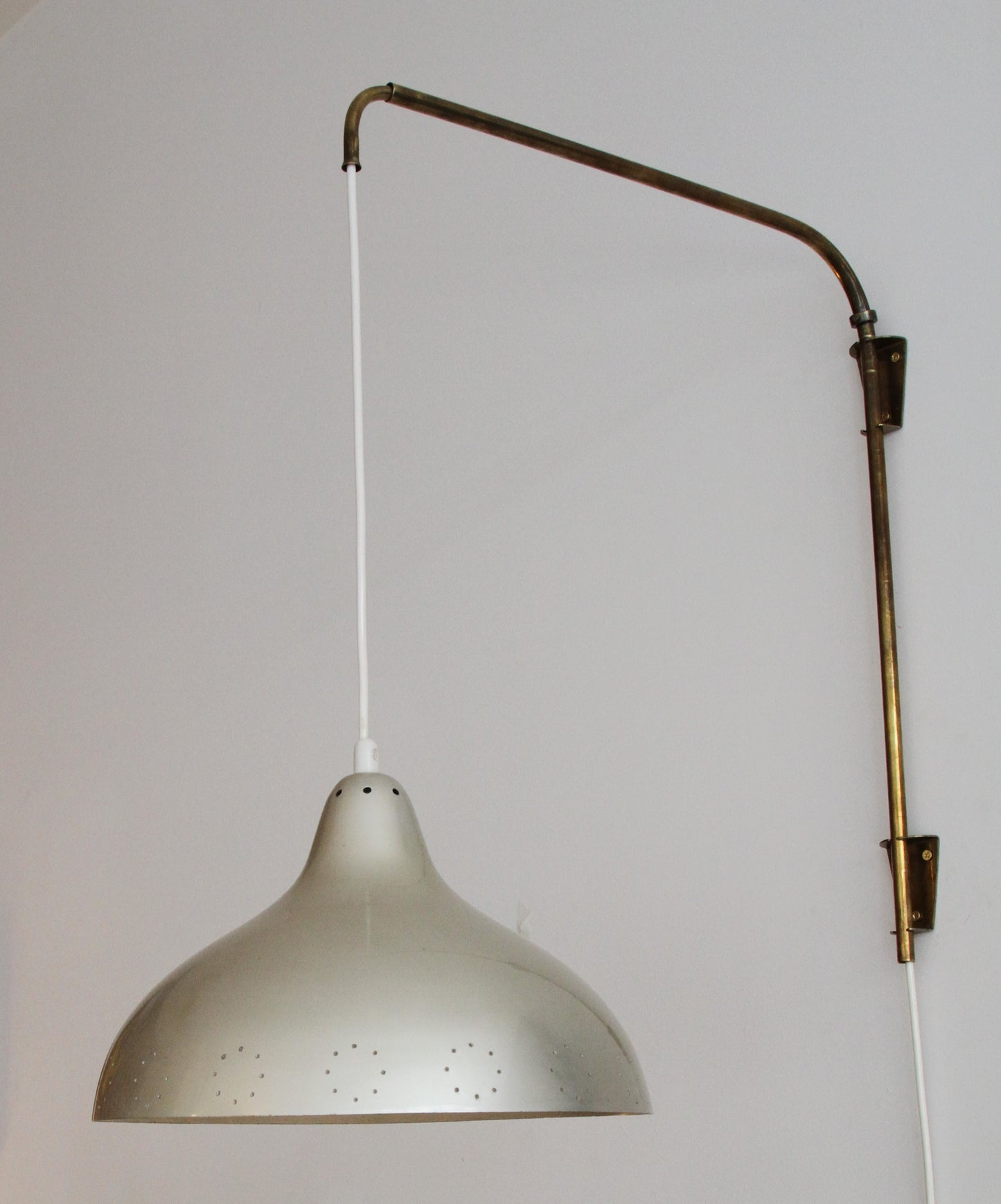 Itsu Brass Wall Pendant with Perforated Aluminum Shade