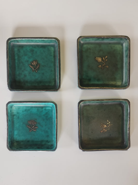Argenta Stoneware: Four Trays by Wilhelm Kåge, Sweden MCM