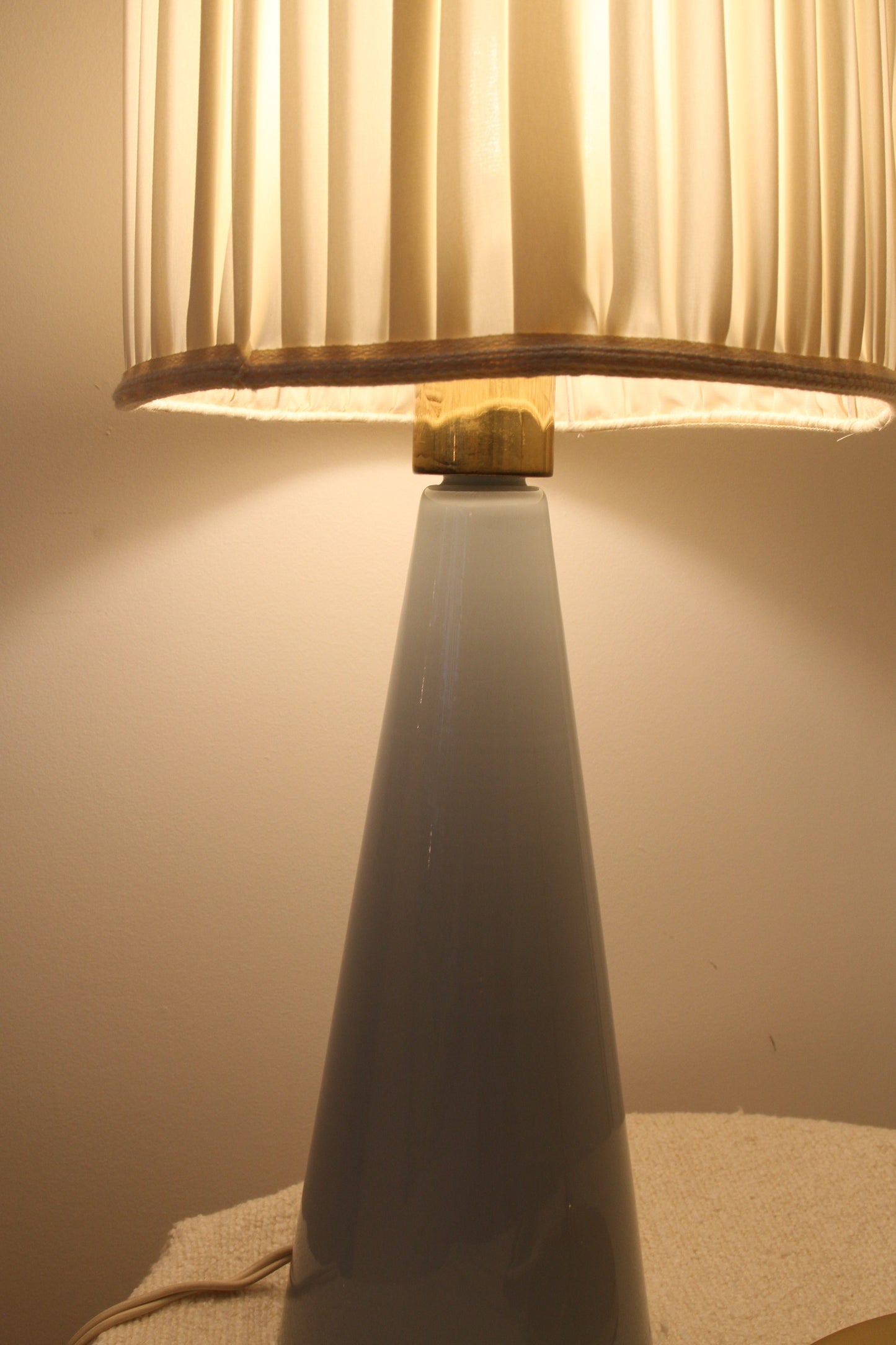 Lisa Johansson-Pape Blue Glass Table Lamp with Pleated Silk Shade