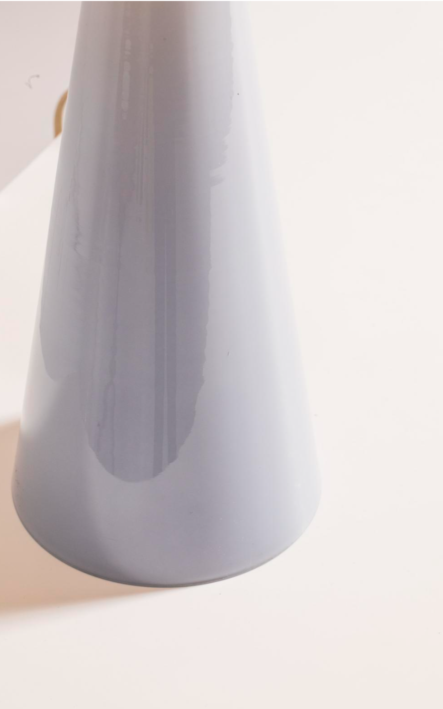 Lisa Johansson-Pape Blue Glass Table Lamp with Pleated Silk Shade