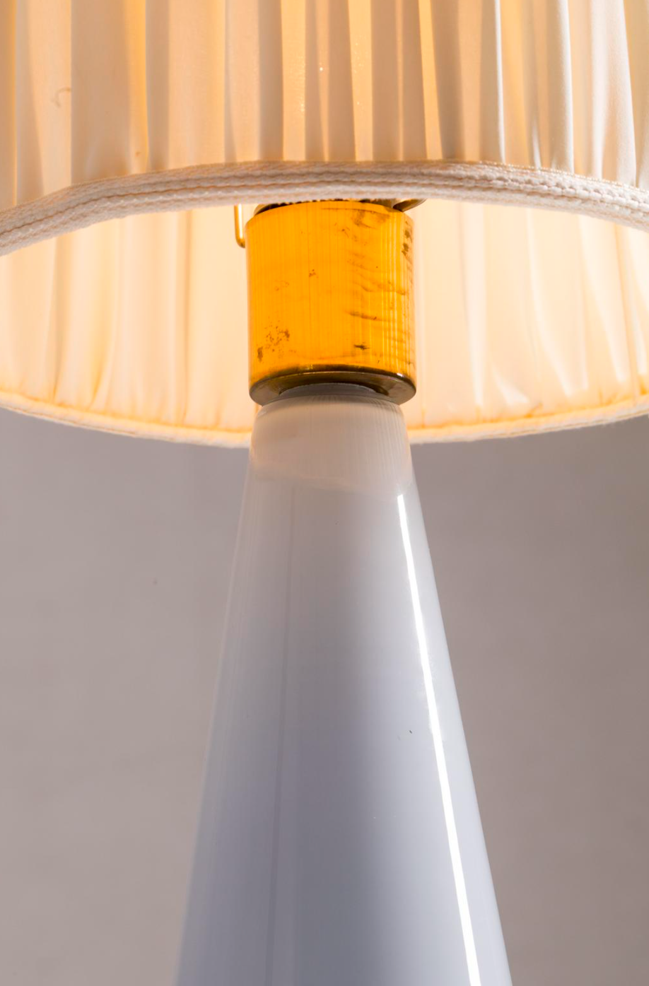 Lisa Johansson-Pape Blue Glass Table Lamp with Pleated Silk Shade