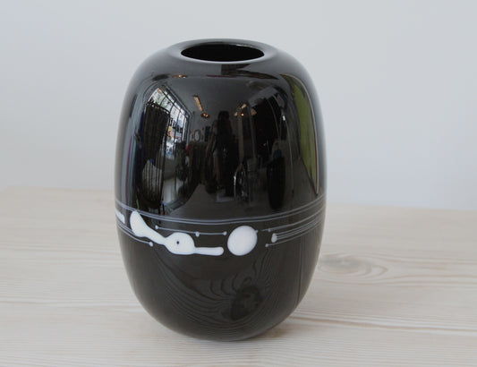 Michael Bang Glass Vase with Milk Glass Detail