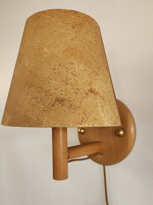 Bergboms Wood Wall Lamp with Cork Shade