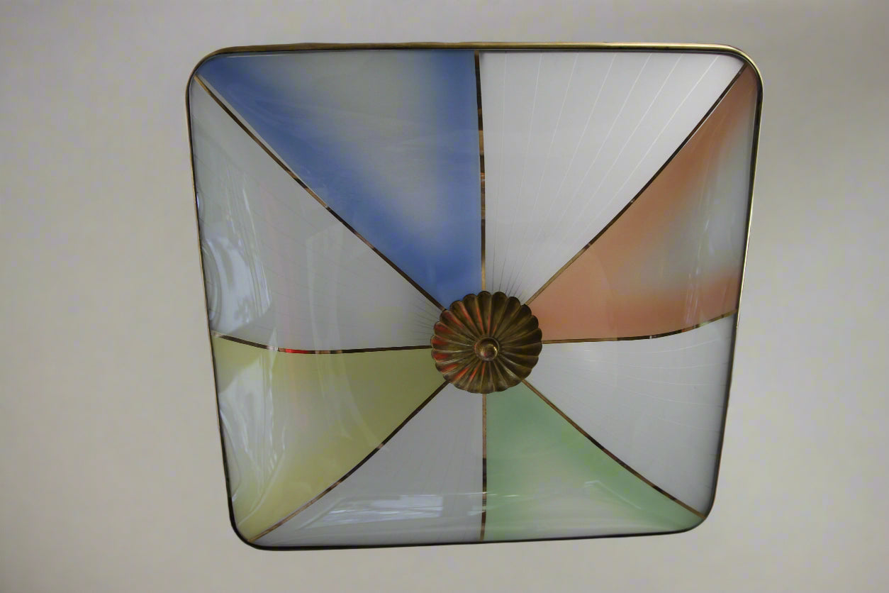 Fontana Arte Pendant with Colorful Painted Glass