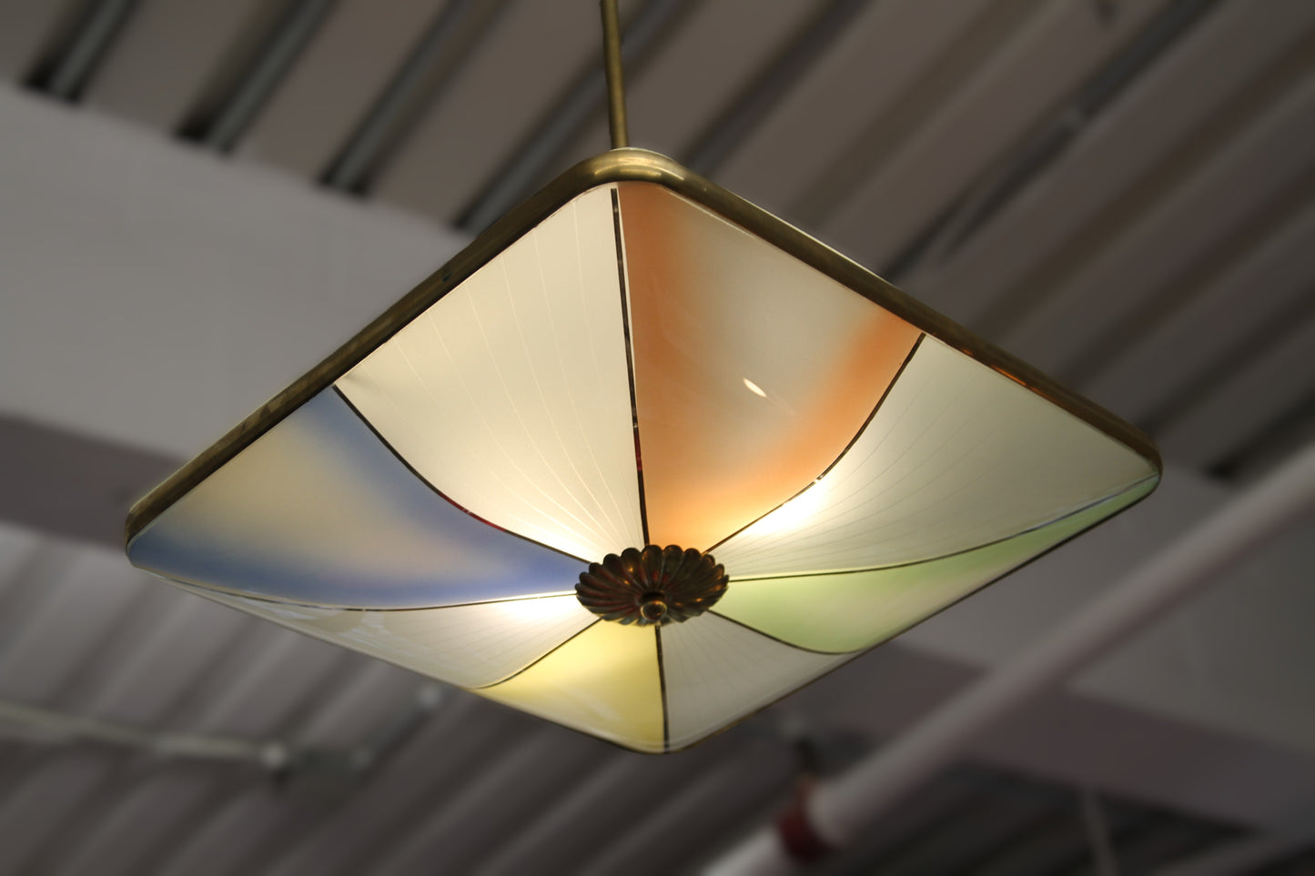 Fontana Arte Pendant with Colorful Painted Glass