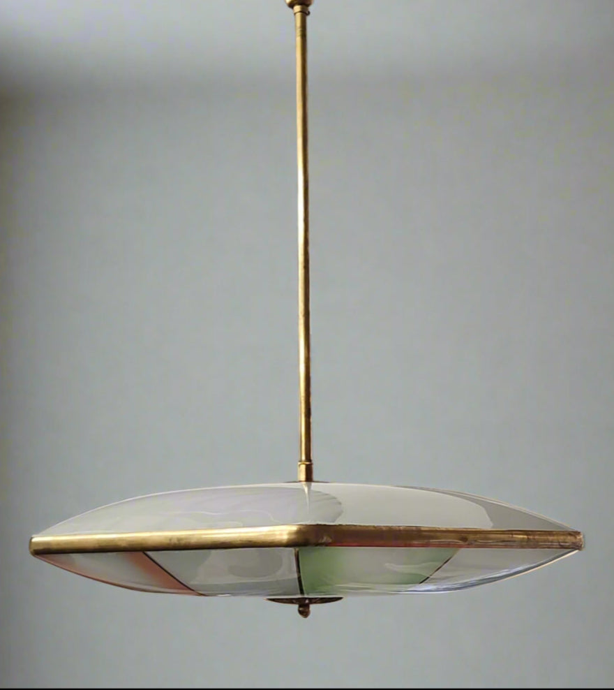 Fontana Arte Pendant with Colorful Painted Glass