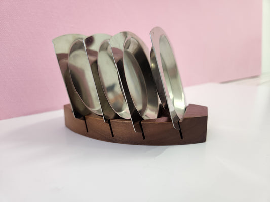 Arthur Salm Walnut Ashtray or Coaster Set: “The Encore” 1968