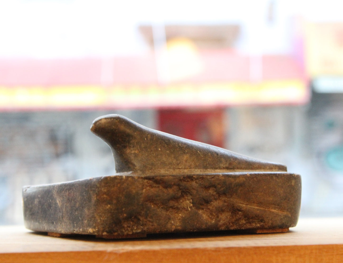Greenlandic Soapstone Ashtray with Seal Figure