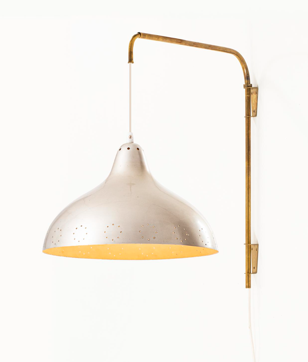 Itsu Brass Wall Pendant with Perforated Aluminum Shade
