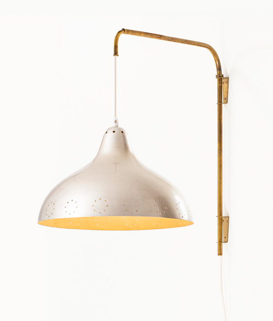 Itsu Brass Wall Pendant with Perforated Aluminum Shade