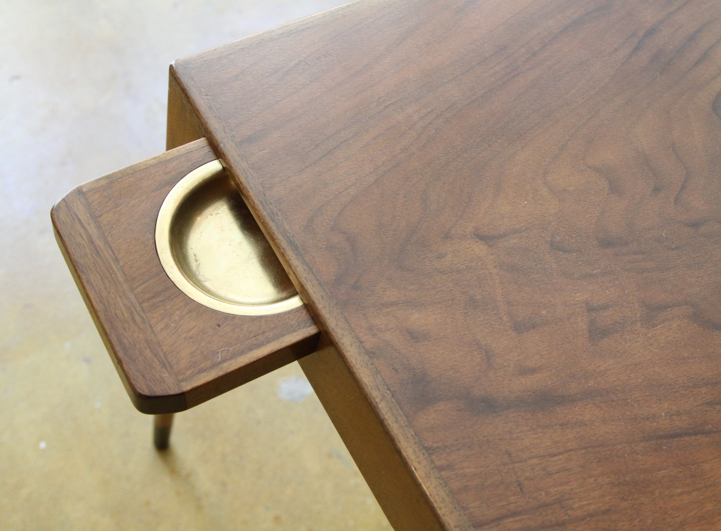 Rare Walnut Table with Brass Pull-Out Trays by William Watting