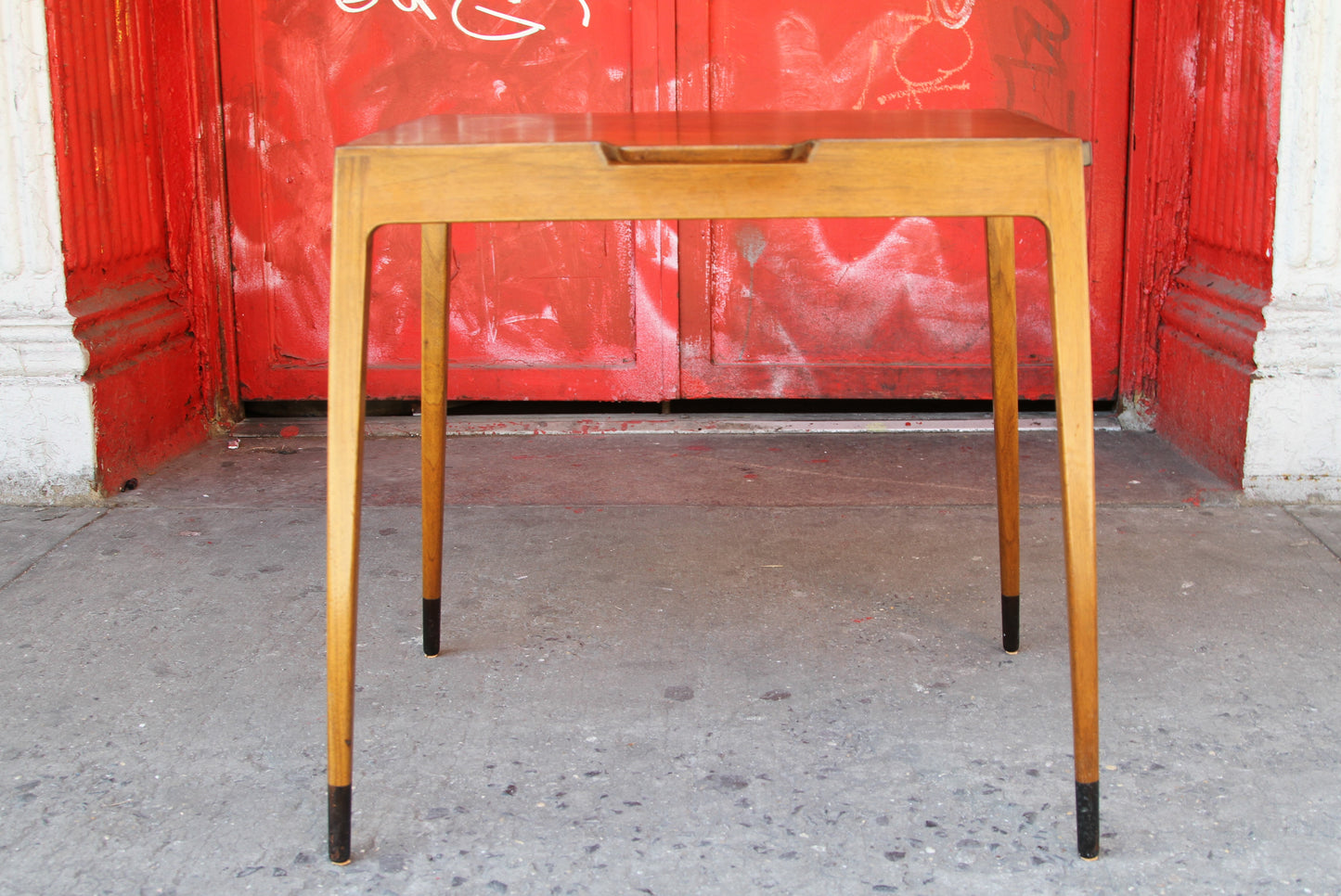 Rare Walnut Table with Brass Pull-Out Trays by William Watting