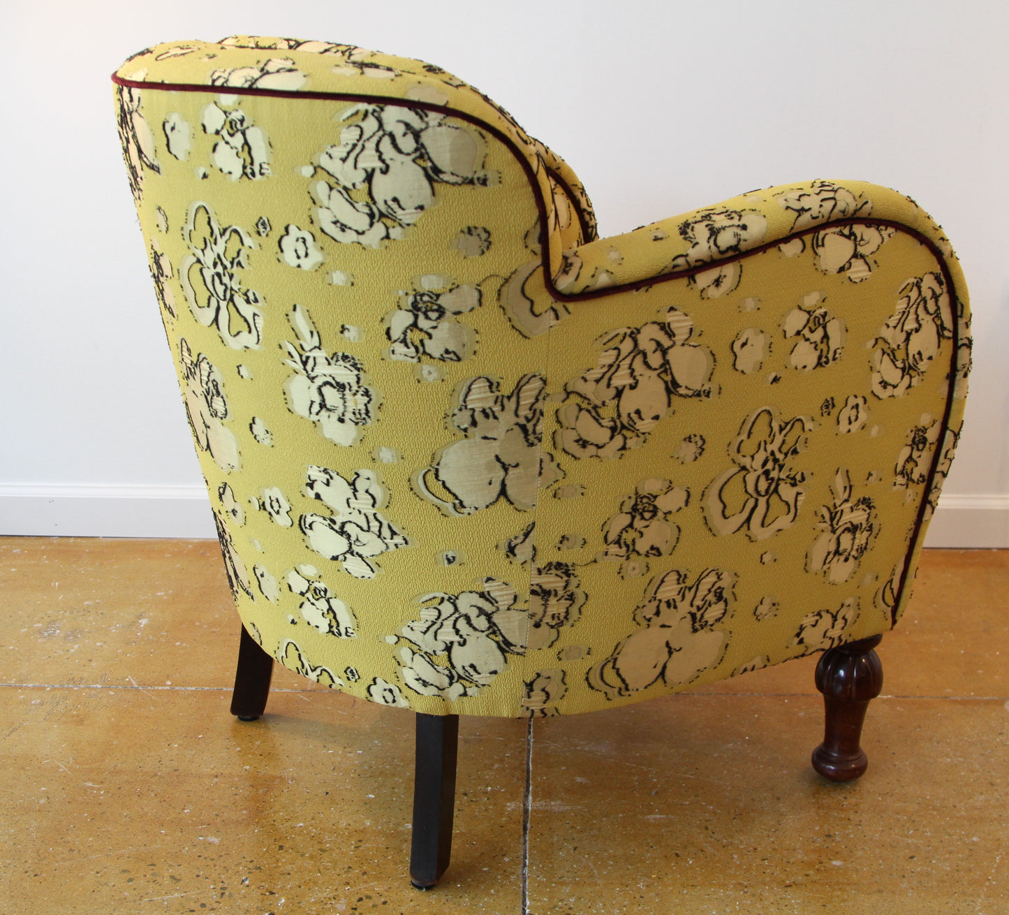 Danish "Dressy" Chair 1930s, Rounded Arms & Couture Textile