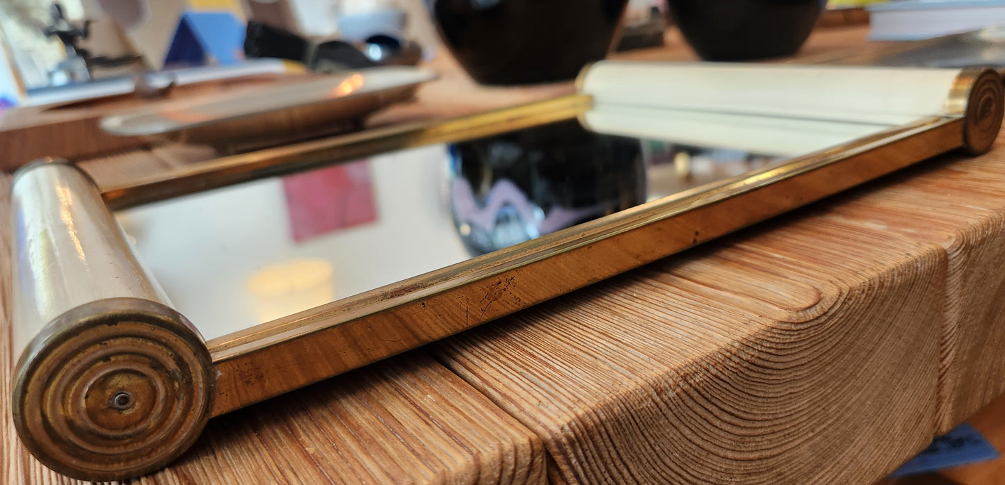 Lacquer & Brass Tray with Mirror Glass - DONATED TO DESIGN ON A DIME!