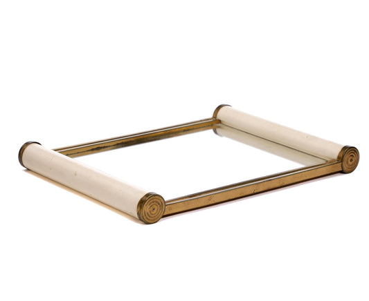 Lacquer & Brass Tray with Mirror Glass