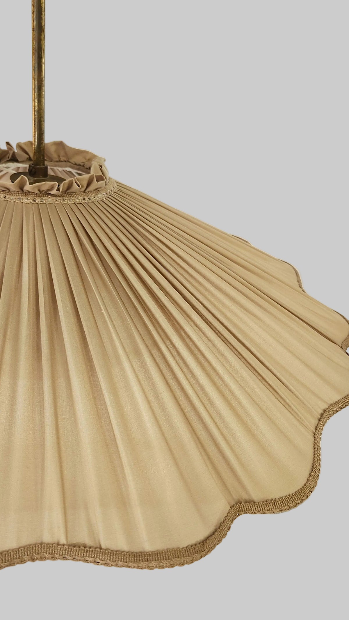 Gunnel Nyman Pendant with Silk Shade, Finland 1940s