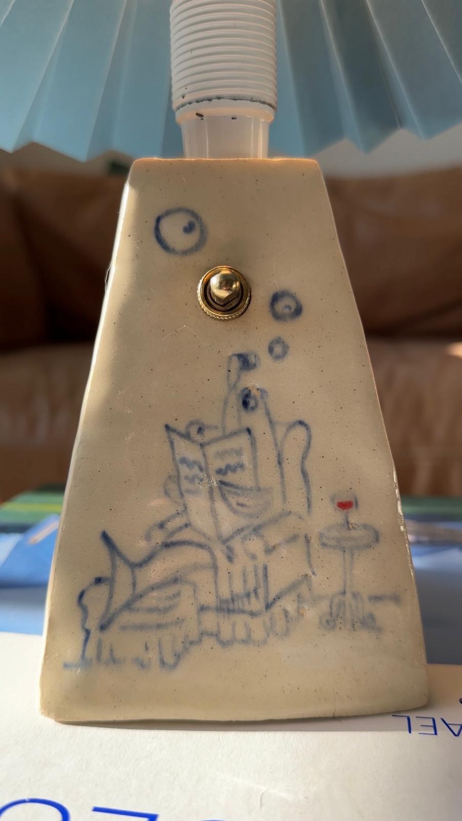"Fish Dad" One of a Kind Ceramic Lamp by Cassie Nozil