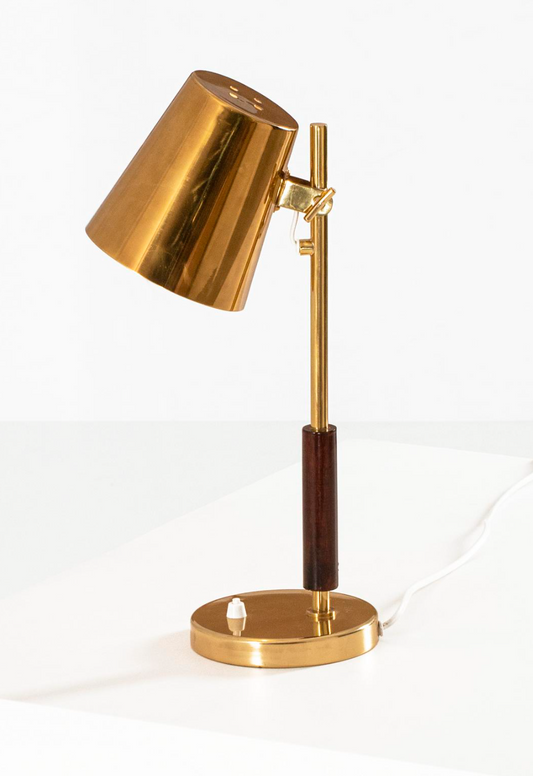 Paavo Tynell Brass & Teak Table Lamp, 1949