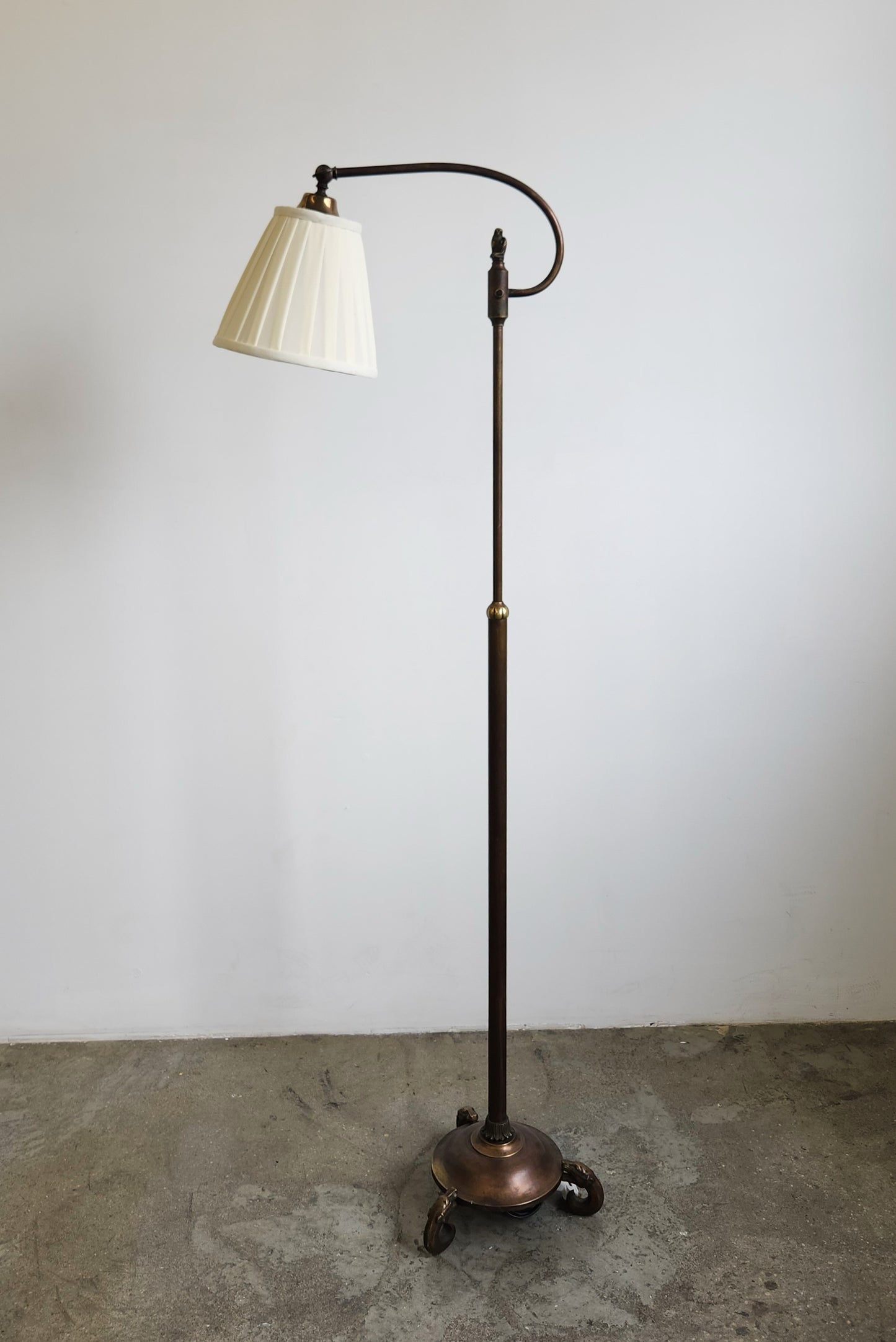 Adjustable Brass Floor Lamp, Scandinavia 1920s