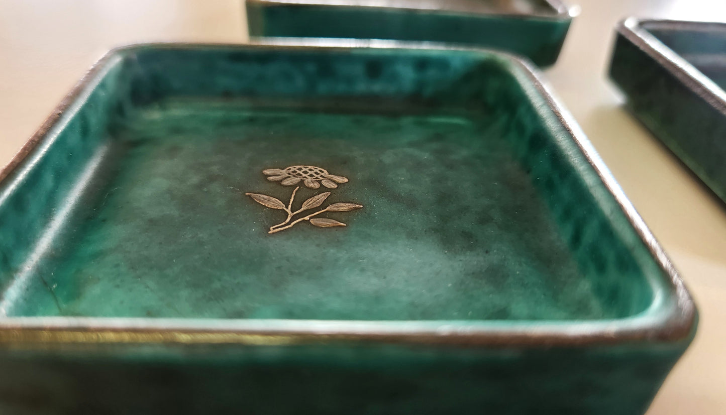 Argenta Stoneware: Four Trays by Wilhelm Kåge, Sweden MCM