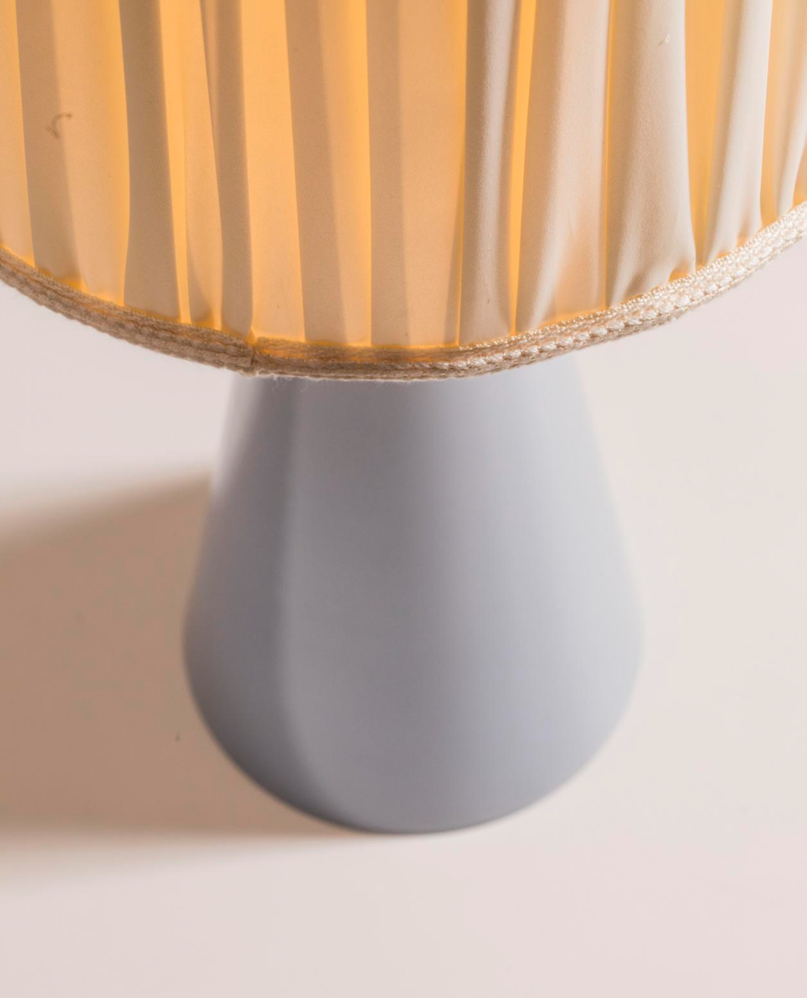 Lisa Johansson-Pape Blue Glass Table Lamp with Pleated Silk Shade