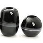 Michael Bang Set of Black Glass Vases with Milk Glass Detail