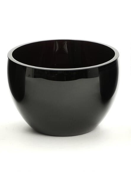 Michael Bang Bowl, Black with Pink Milk Glass Detail