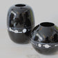 Michael Bang Set of Black Glass Vases with Milk Glass Detail