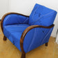 Danish Club Chair 1930s, electric blue Maki Yamamoto Couture Fabric