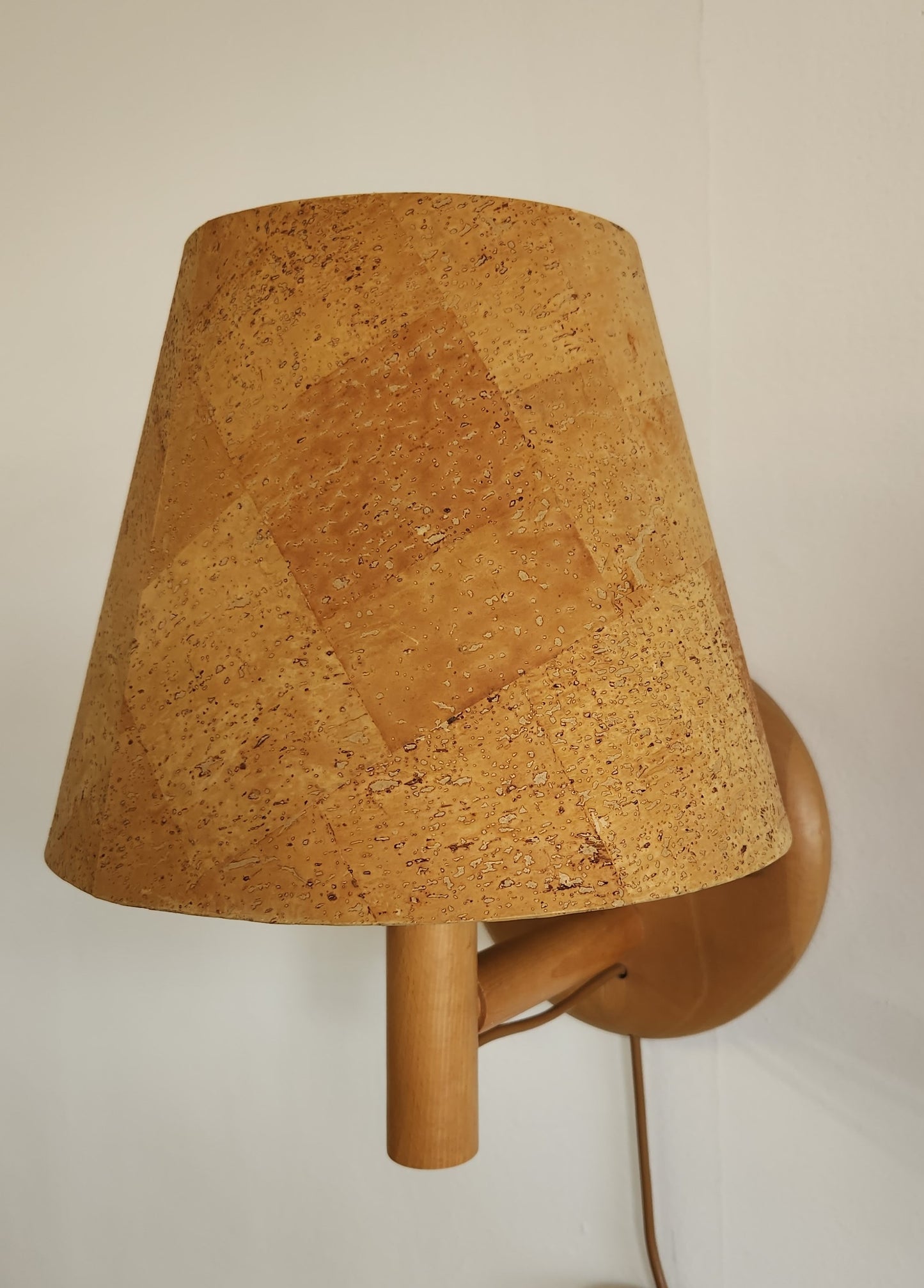 Bergboms Wood Wall Lamp with Cork Shade