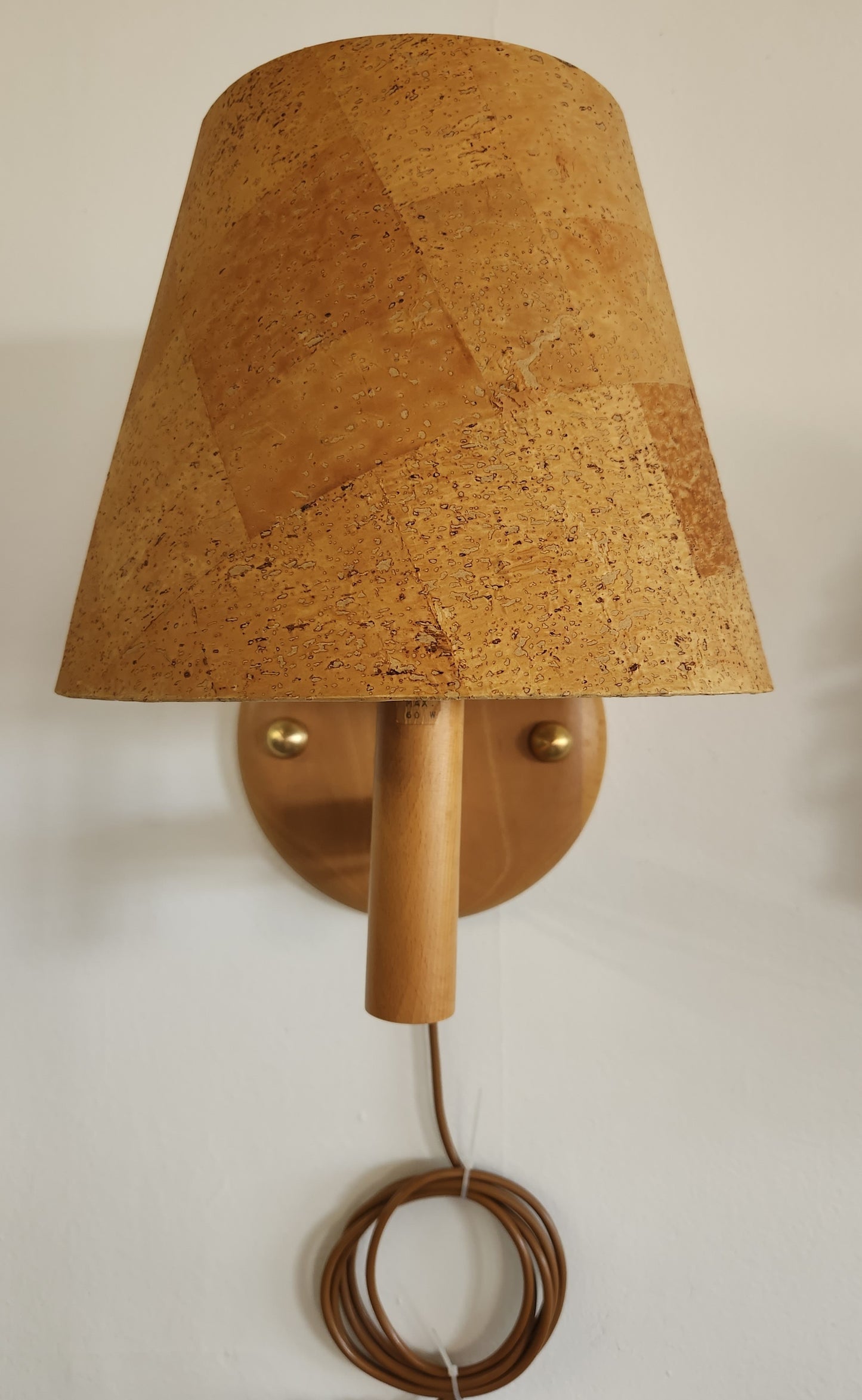 Bergboms Wood Wall Lamp with Cork Shade