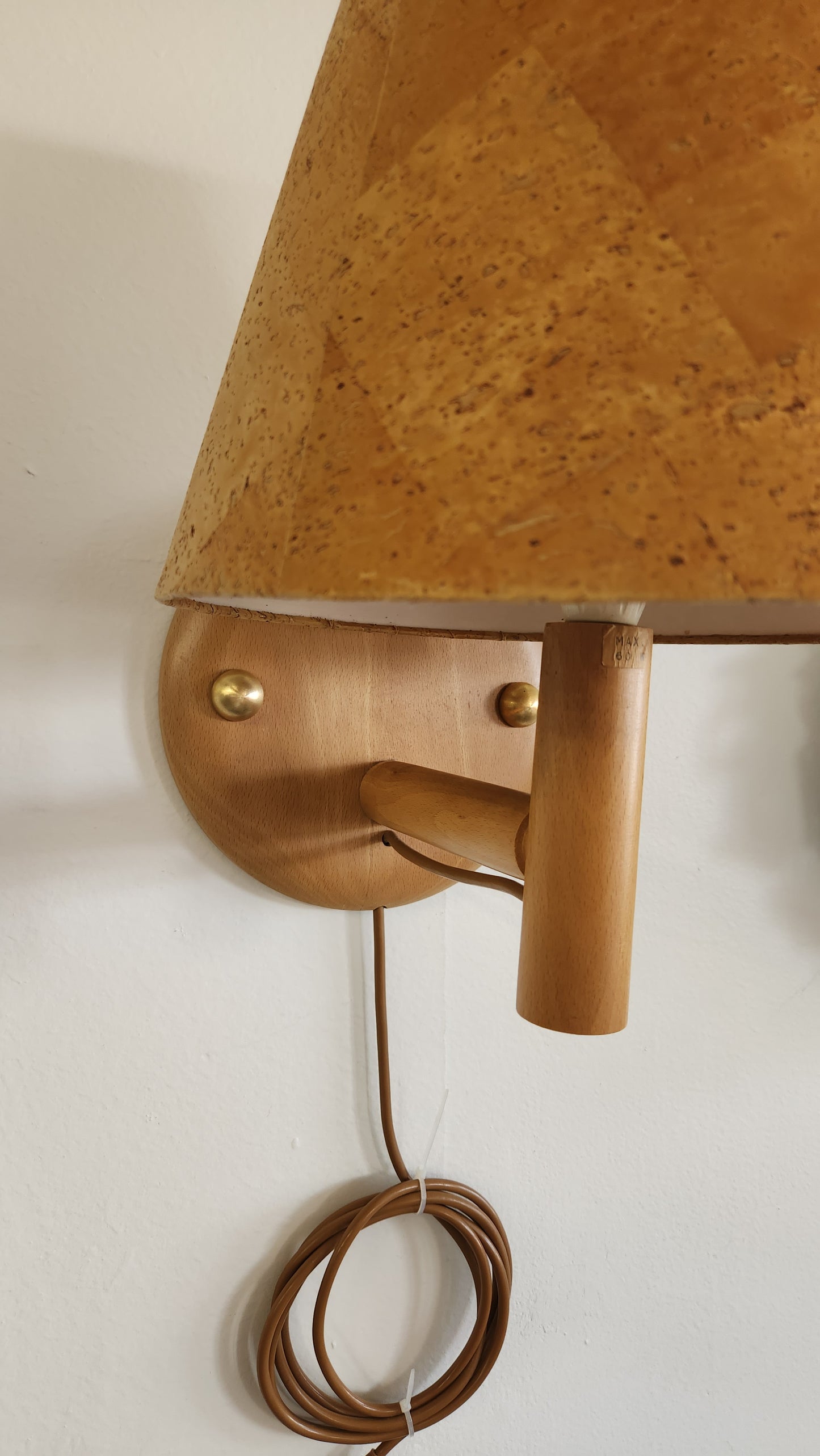 Bergboms Wood Wall Lamp with Cork Shade