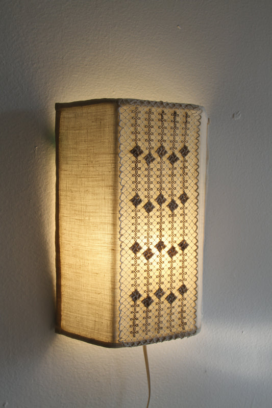 Swedish Näversöm Embroidered Wall Sconce, 1960s/70s