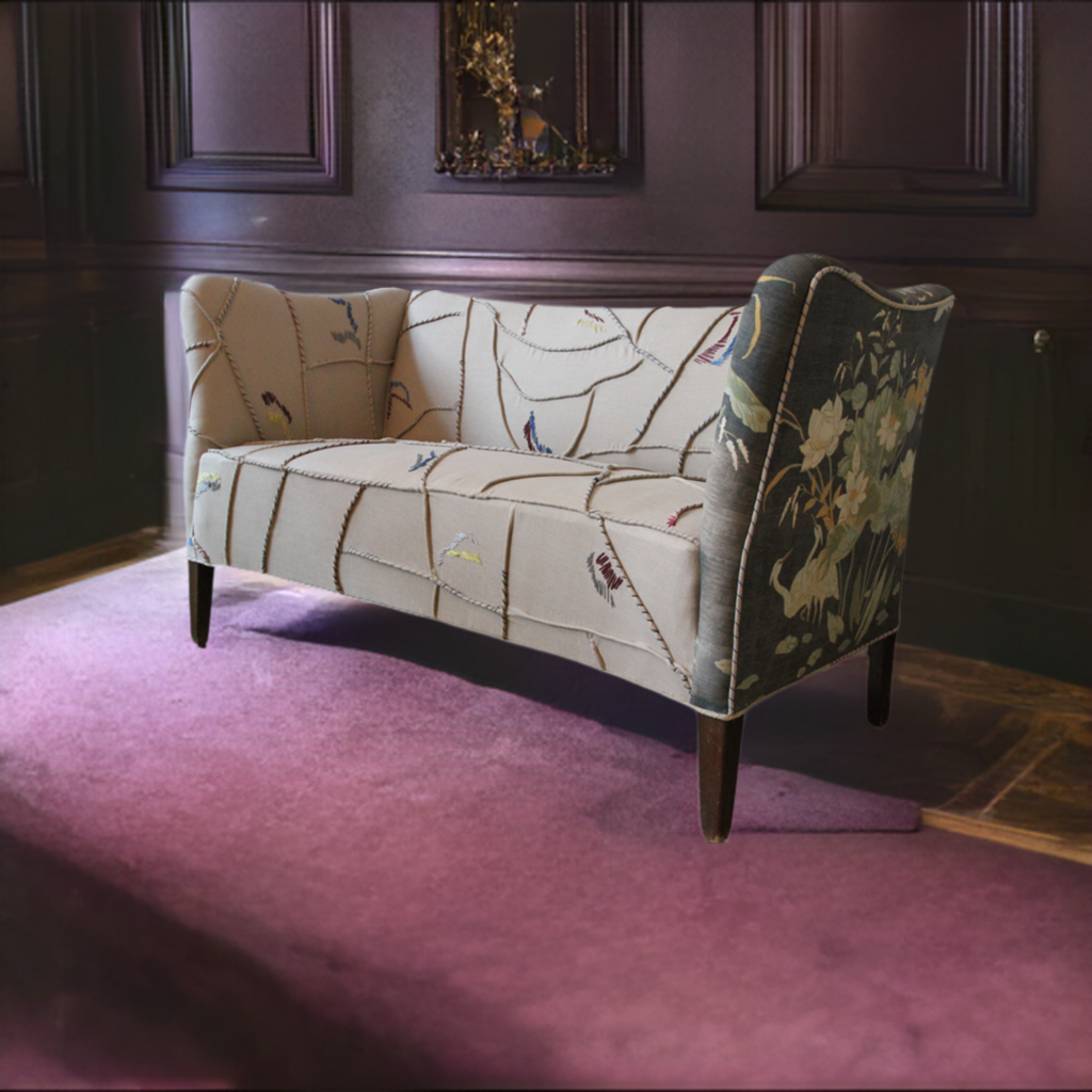 Danish Loveseat with Couture Upholstery