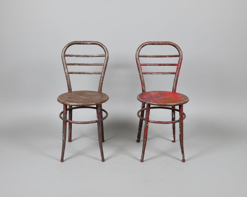 vintage metal ice cream parlour chairs