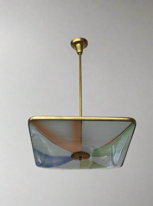 Fontana Arte Pendant with Colorful Painted Glass
