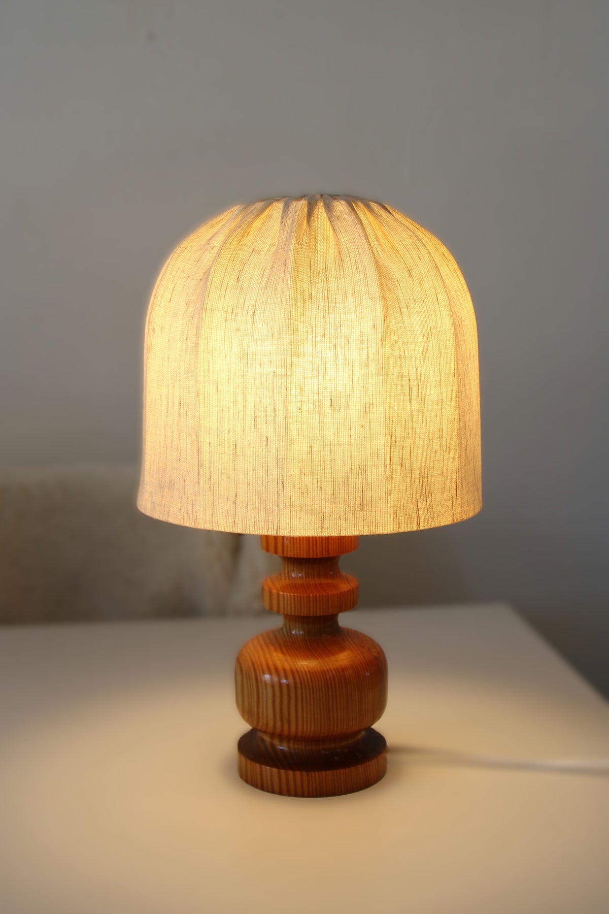 Swedish Petite Pine Table Lamp, 1970s