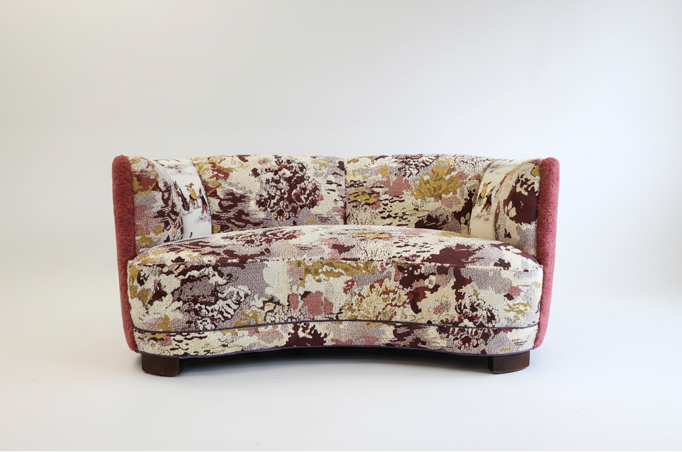 Patterned sofa on a white background