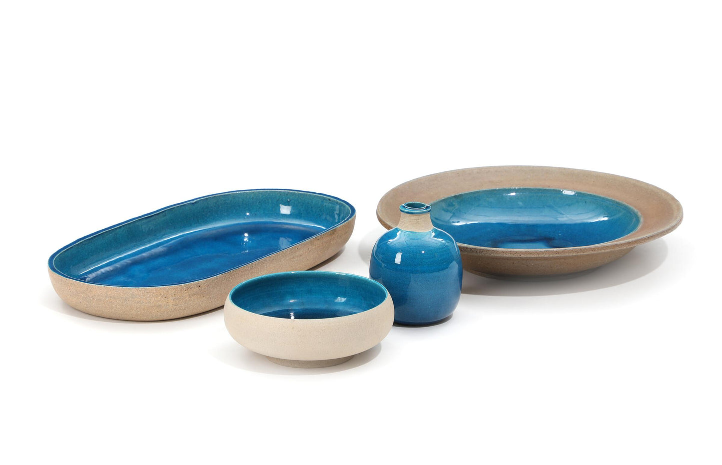 Nils Kähler: collection of blue glazed stoneware pieces