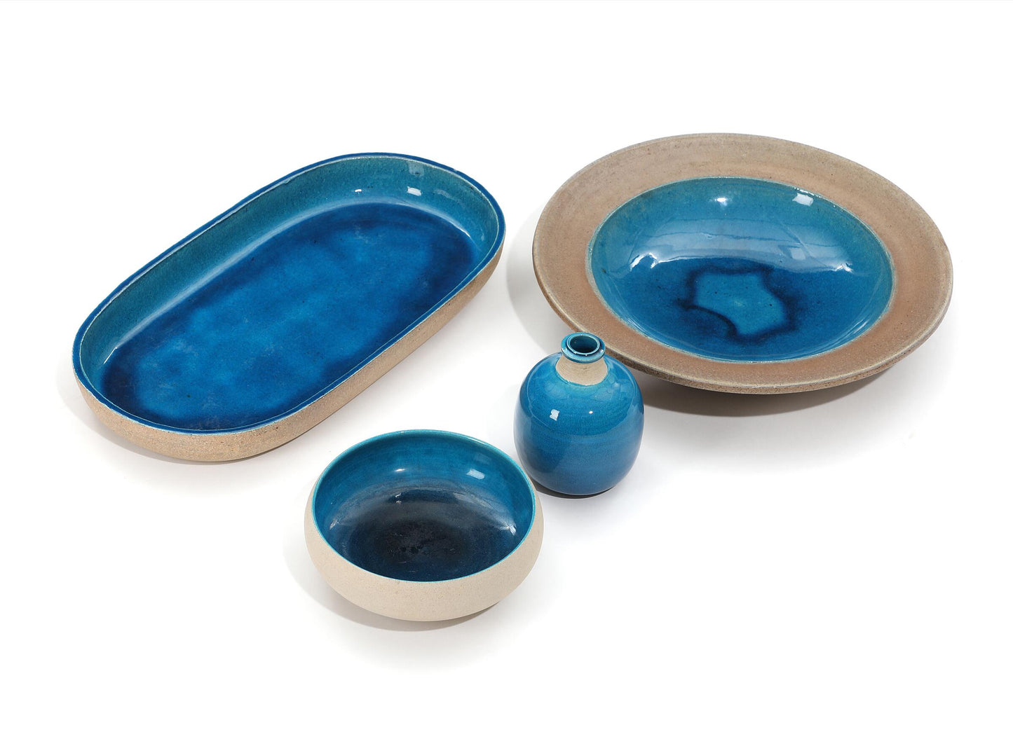 Nils Kähler: collection of blue glazed stoneware pieces