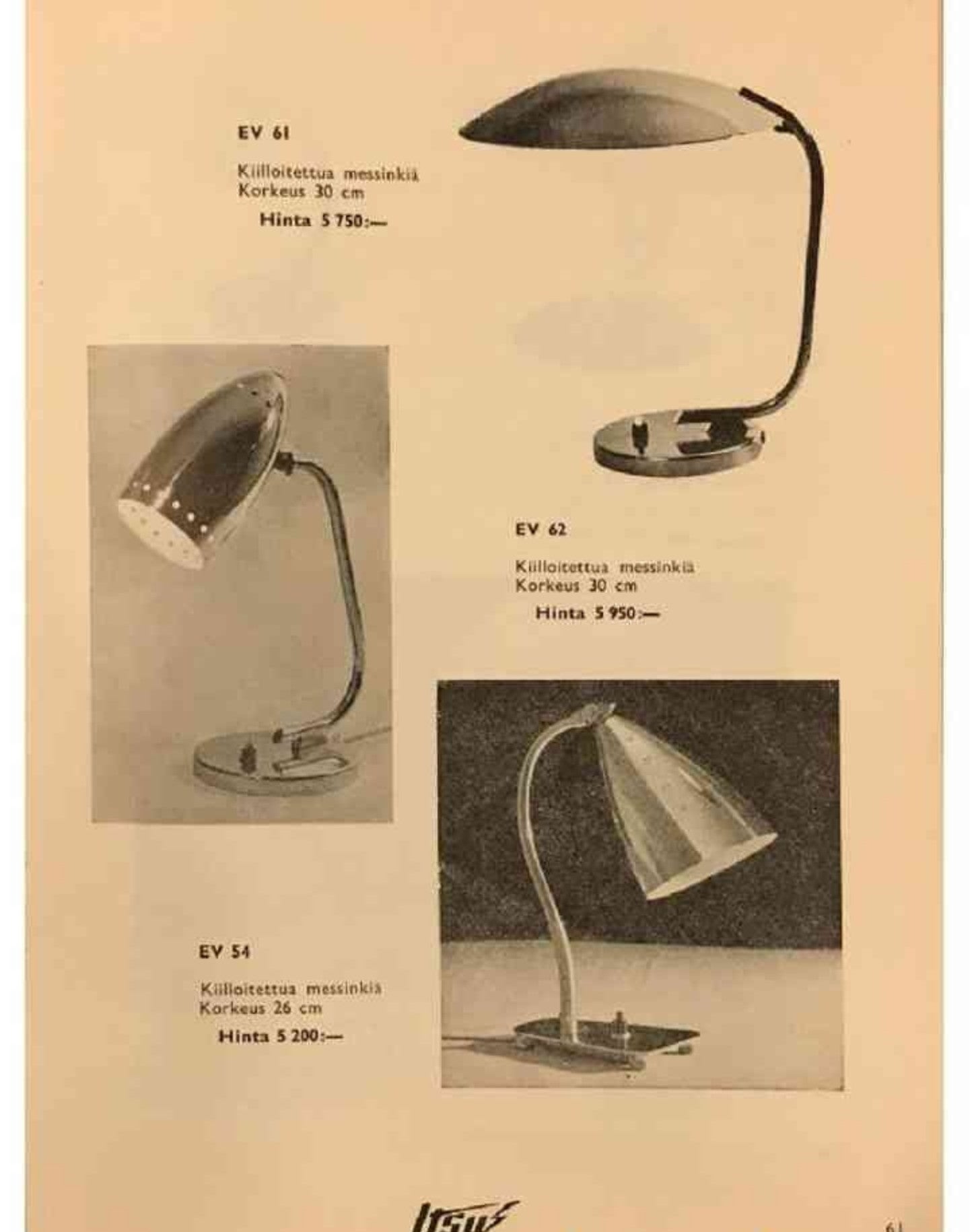 Itsu Brass Table Lamps, 1956