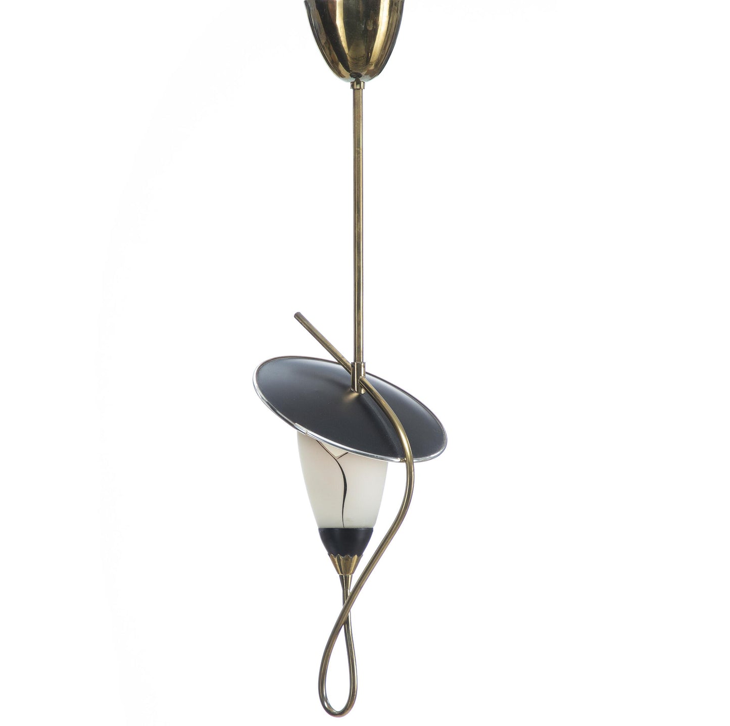 Solbergs Fabrikker: Pendant of Brass, Glass & Lacquer