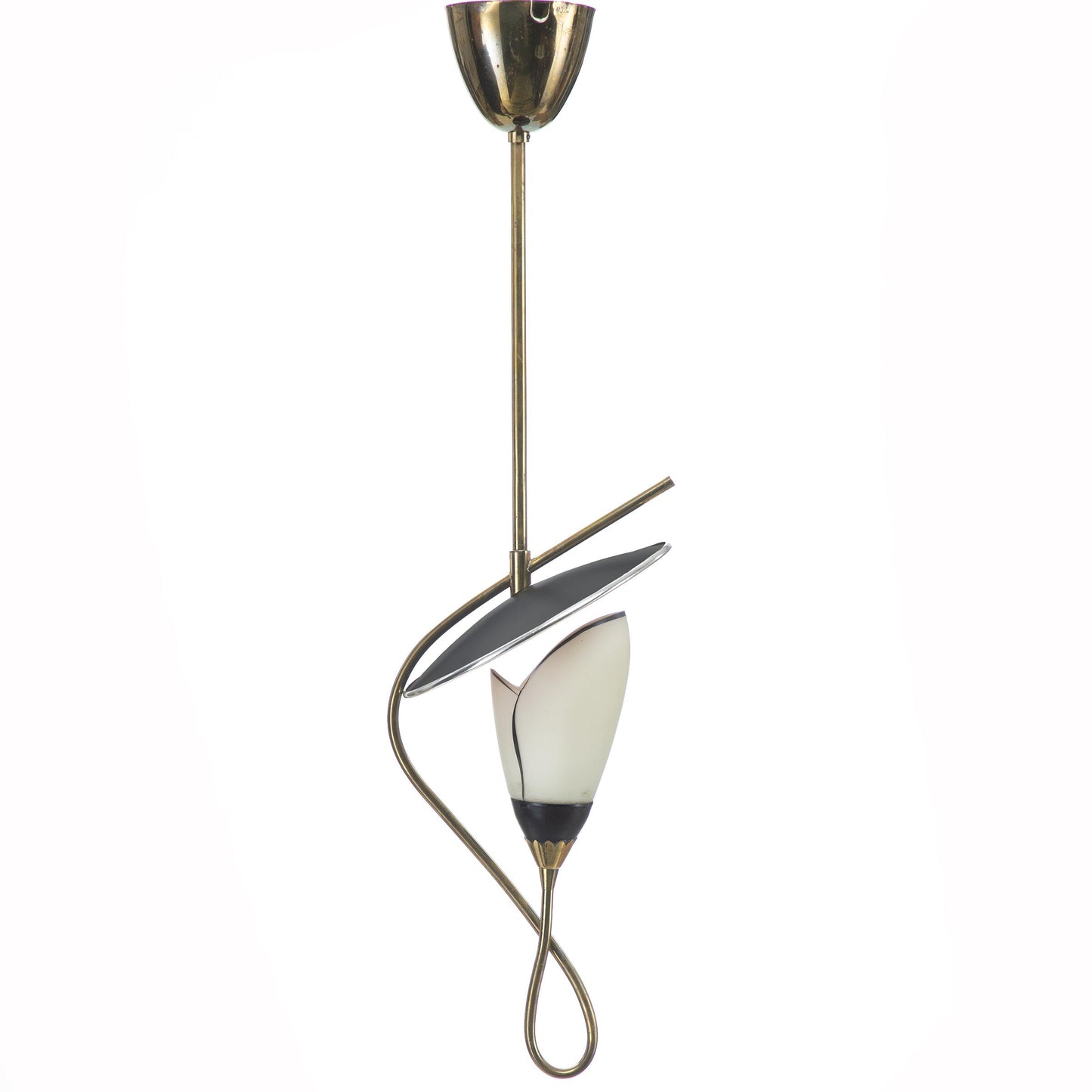Solbergs Fabrikker: Pendant of Brass, Glass & Lacquer