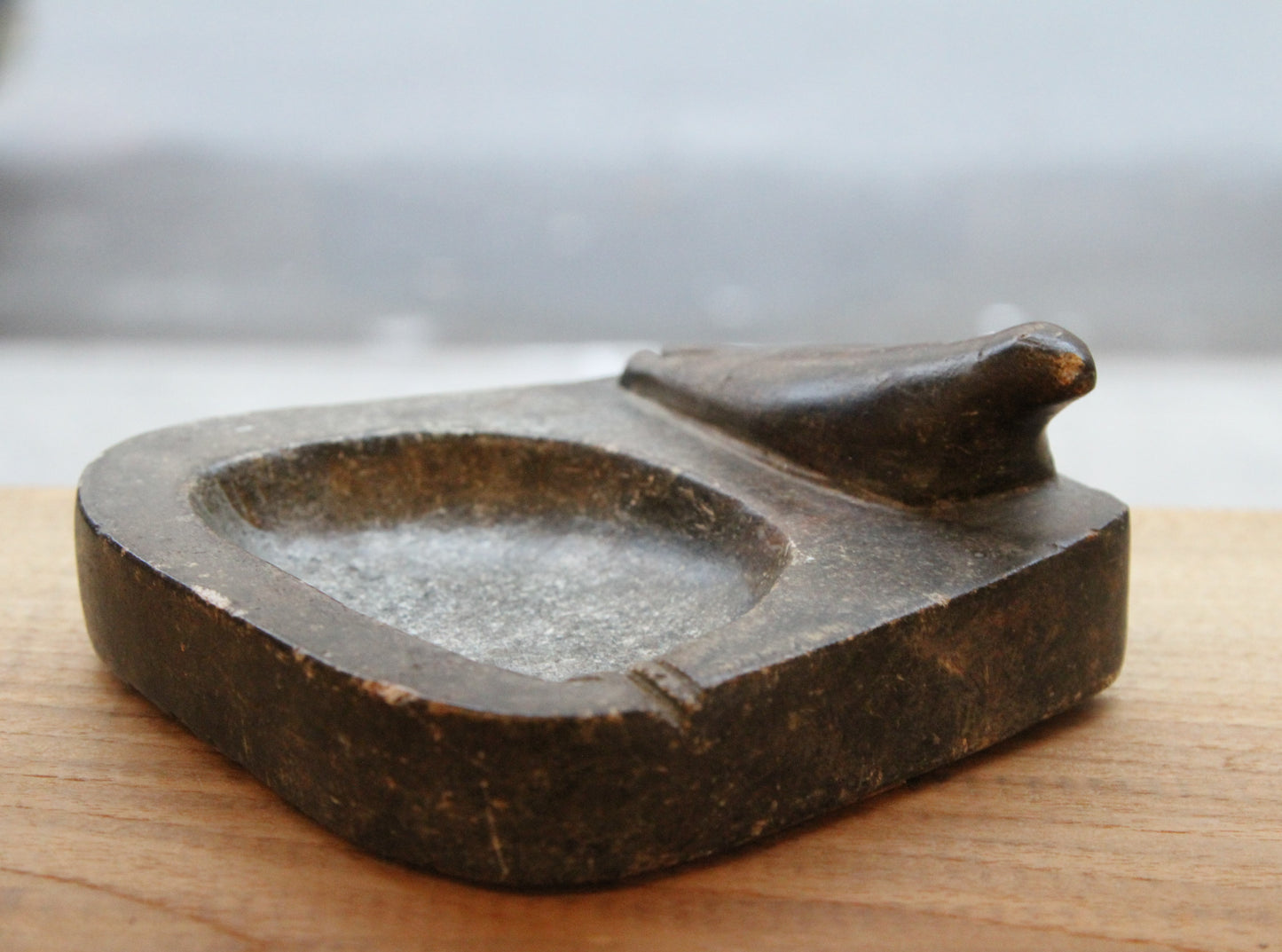 Greenlandic Soapstone Ashtray with Seal Figure